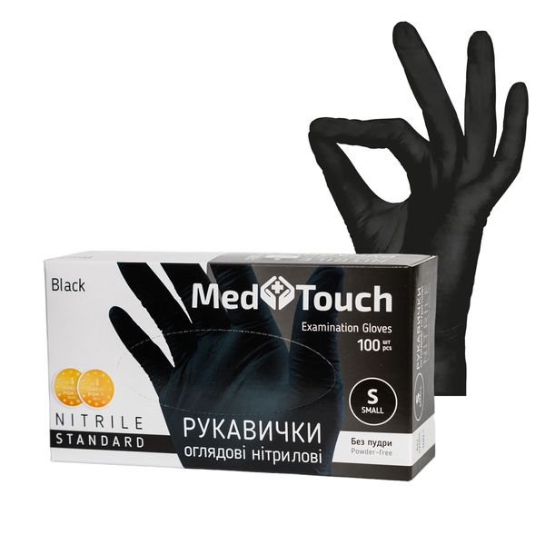 Перчатки нитриловые черные неопудренные MedTouch MTNIT-BLK-XS фото