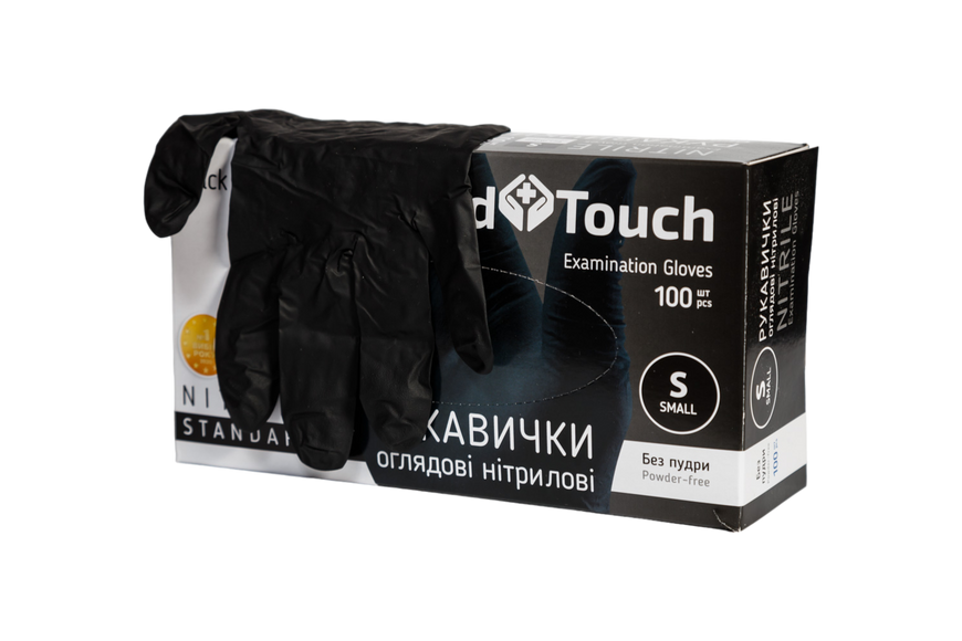 Рукавички нітрилові чорні неопудрені MedTouch MTNIT-BLK-XS фото