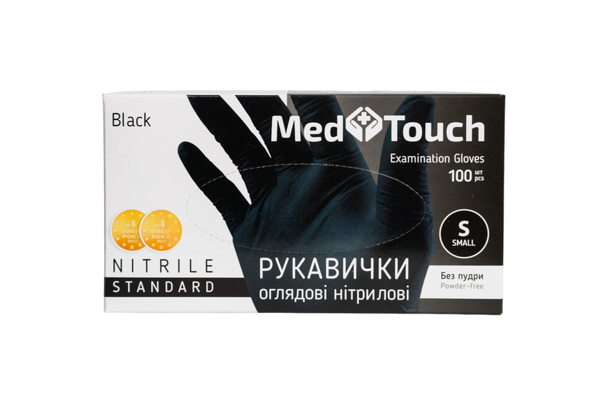 Рукавички нітрилові чорні неопудрені MedTouch MTNIT-BLK-XS фото