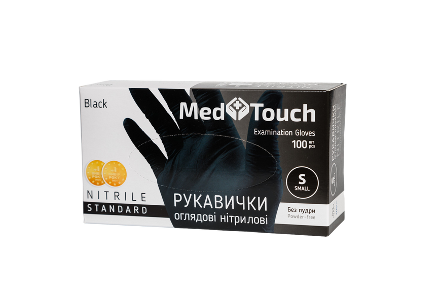 Рукавички нітрилові чорні неопудрені MedTouch MTNIT-BLK-XS фото