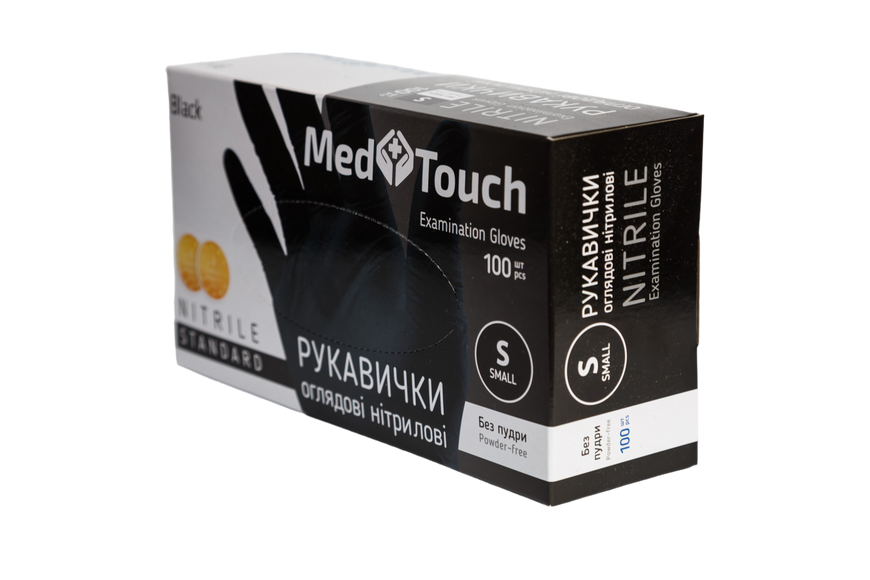 Перчатки нитриловые черные неопудренные MedTouch MTNIT-BLK-XS фото