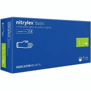 Перчатки нитриловые Mercator Medical Nitrylex Basic Синие 100 шт NitrylexBasic-ХS фото