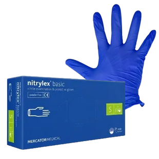 Рукавички нітрилові Mercator Medical Nitrylex Basic Сині 100 шт NitrylexBasic-ХS фото