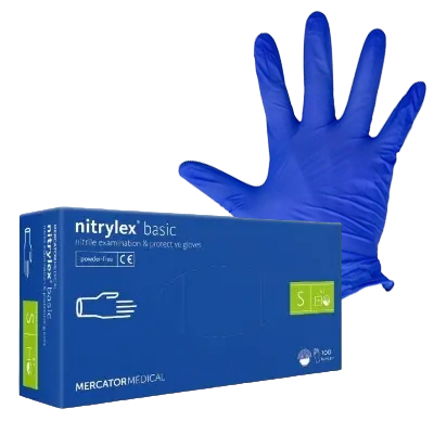 Рукавички нітрилові Mercator Medical Nitrylex Basic Сині 100 шт NitrylexBasic-ХS фото