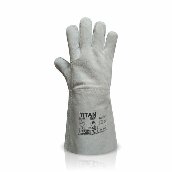 Рукавички Trident TITAN 8630, краги для зварювання, спілкові натурального білого кольору 8630-10 фото