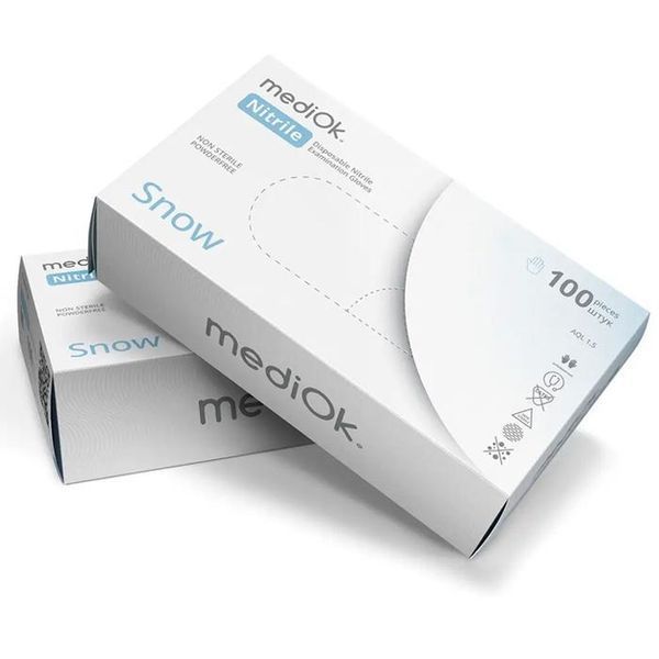 Перчатки MediOk Snow, неопудренные, текстурированные, 100 шт M-N-Snow-L фото