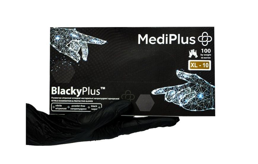 Перчатки нитриловые MediPlus BlackyPlus 100 шт BlackyPlus-ХS фото