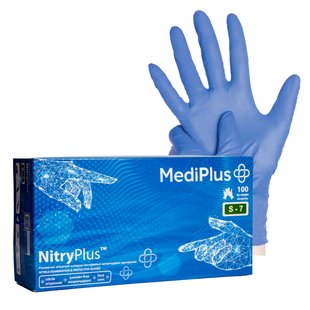 Перчатки нитриловые MediPlus NitryPlus Синие 100 шт NitryPlus-ХS фото