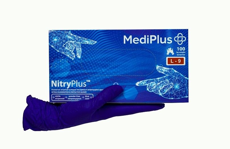 Рукавички нітрилові MediPlus NitryPlus Сині 100 шт NitryPlus-ХS фото