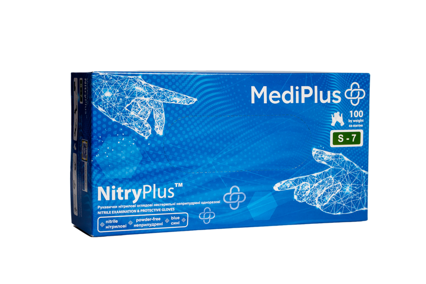 Рукавички нітрилові MediPlus NitryPlus Сині 100 шт NitryPlus-ХS фото