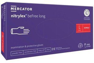 Нитриловые перчатки Mercator Medical Nitrylex beFree long MER054-M фото