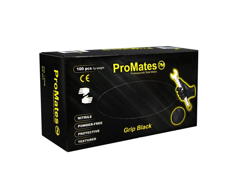 Рукавички нітрилові міцні ProMates Grip Black 50 шт GripBlack50-M фото