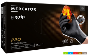 Прочные нитриловые перчатки MERCATOR&reg; gogrip black с 3D-текстурой gogripblack-M фото